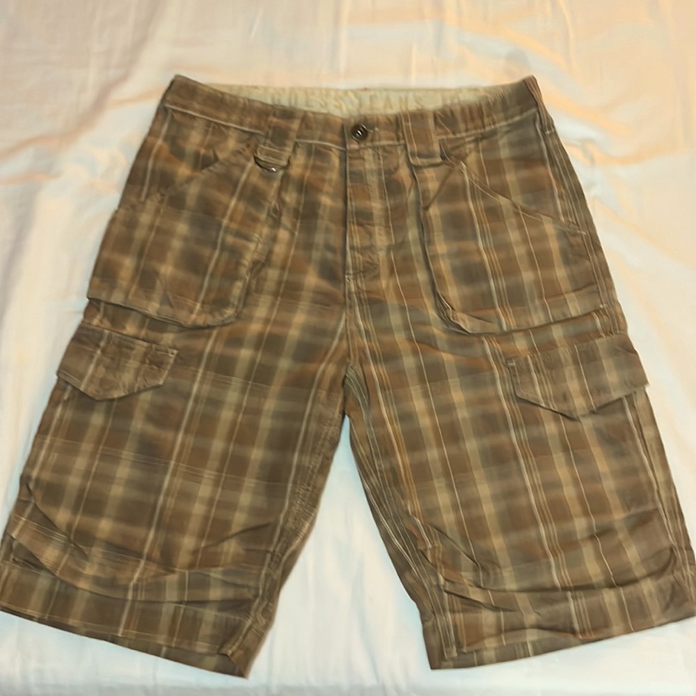 Guess Jeans Brown Plaid Cargo Shorts